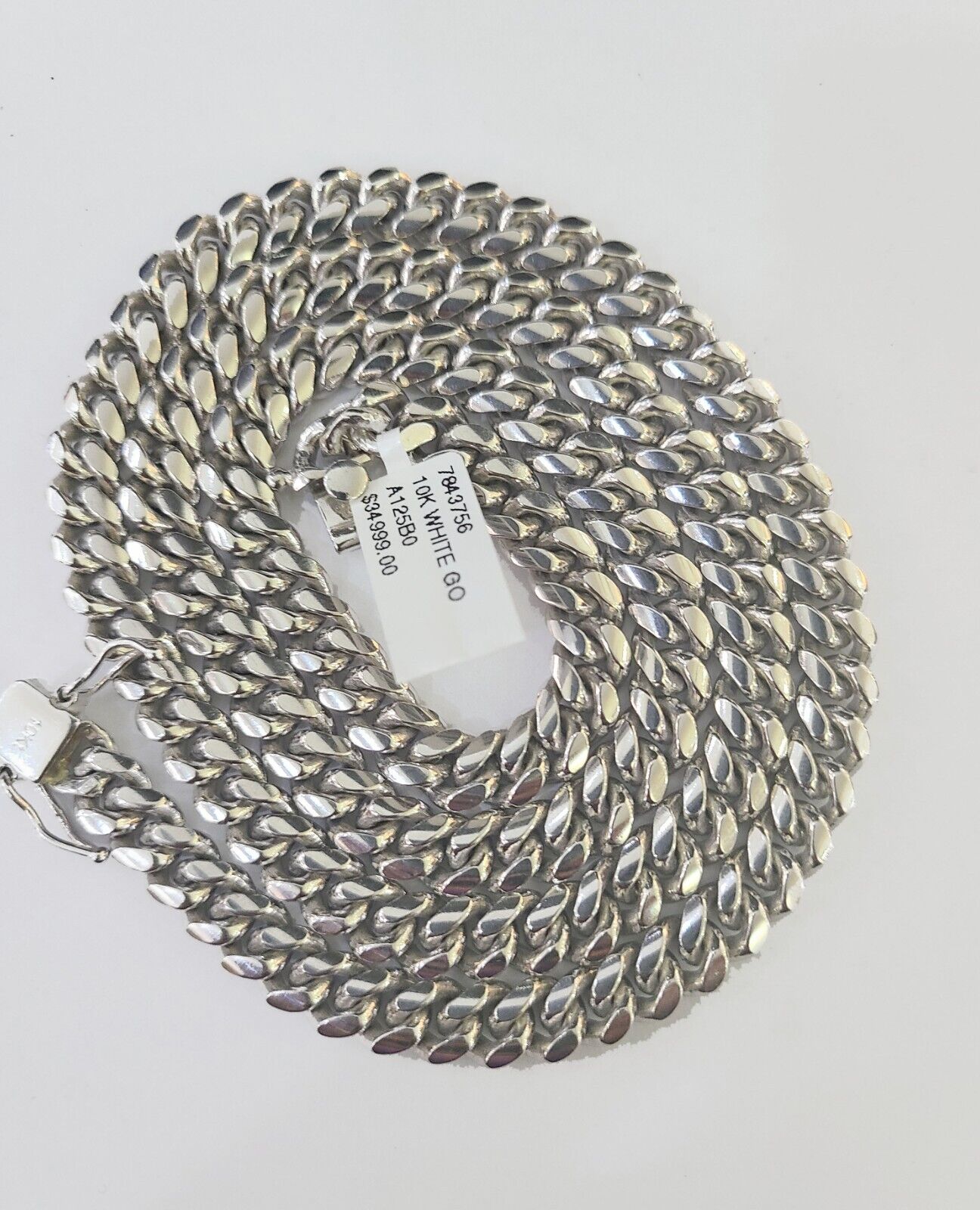 Real 10k White Gold Miami Cuban Link Necklace Chain 8mm 26" Box lock 10kt