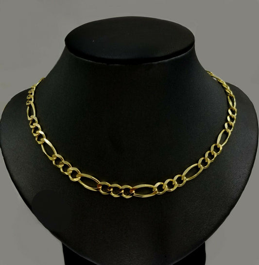 10K Yellow Gold Chain Necklace Figaro Link 26 inches 6mm Men & Women