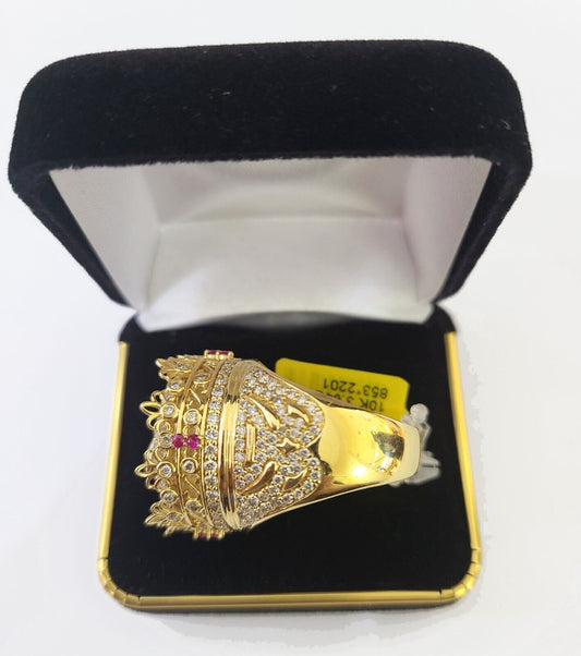 Real 10k Yellow Gold White Diamond Ring Size 10 Mens Ring