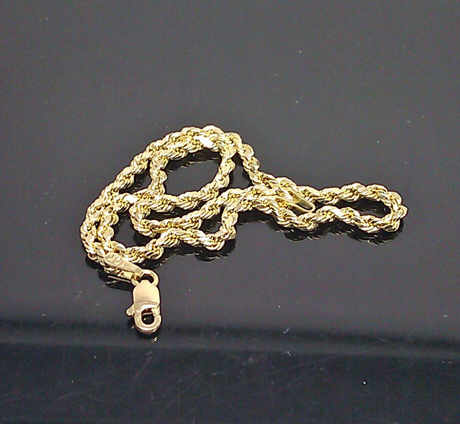 10K Yellow Gold Rope Anklet 9 Inch Long 2.5mm Chain Bracelet 10k anklet