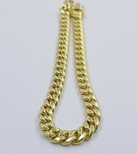 Real Gold Bracelet Men 10k 7.5 inch Miami Cuban Link Box Lock Real Yellow Gold