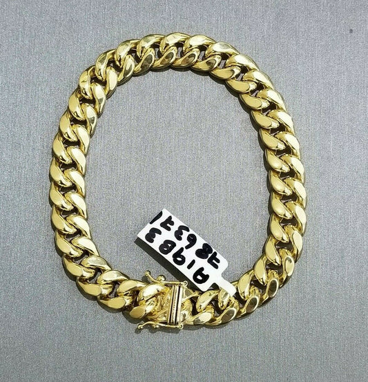 10K Yellow Gold Miami Cuban Link Bracelet 8.5 Inch 9mm