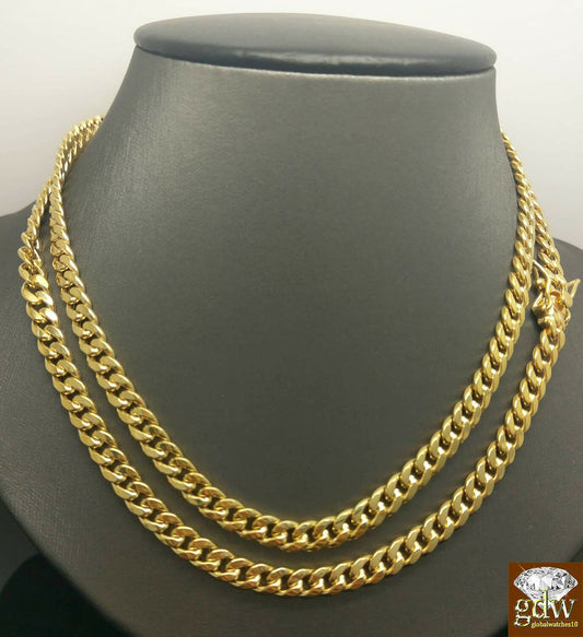 10k Gold Miami Cuban chain Necklace Real 20 22 24 28 30 Inch 6mm Box Lock