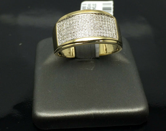 Mens 10K Yellow Gold Men Band Ring Wedding Engagement Size 10 Genuine 1/4CT Dim