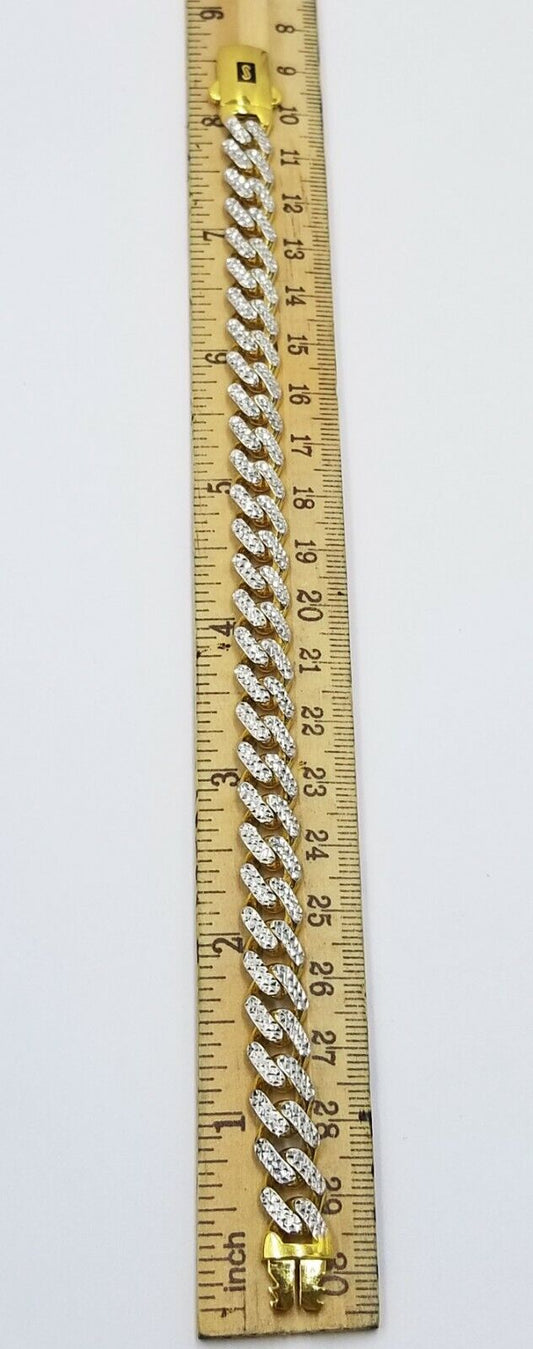 10K Yellow Gold Royal Monaco Cuban Bracelet 9mm Long Diamond Cut 8 inch