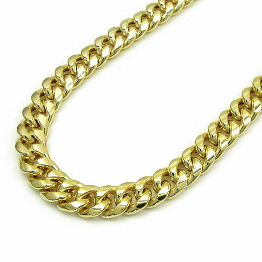 REAL 10k Gold Cuban Link Chain 28 Inch 9.5 mm Mens Necklace Box Lock , Rope