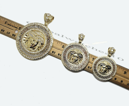 10k Yellow Gold Men Pendant head Charm 3 -2 Inch REAL Round