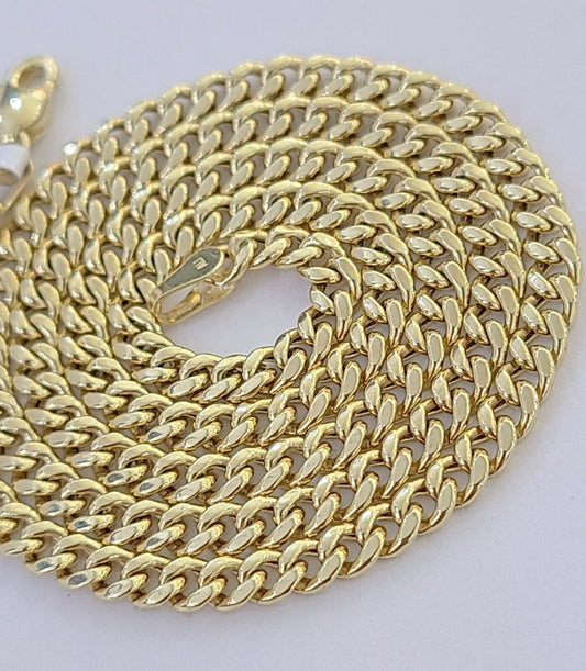 10K Yellow Gold Crown Pendent 4mm 18" 20" 22"24"26" Inch Miami Cuban Chain