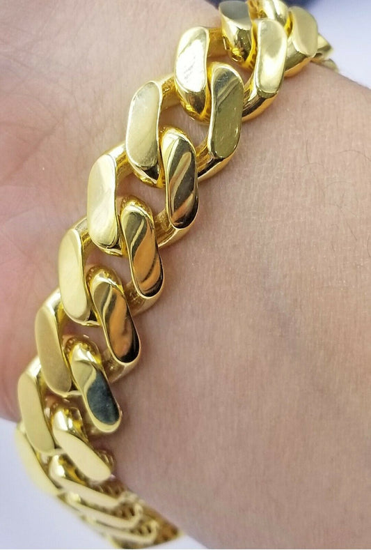 10k Gold Royal Miami Monaco Cuban Link 14mm Chain 24" Bracelet 8.5"