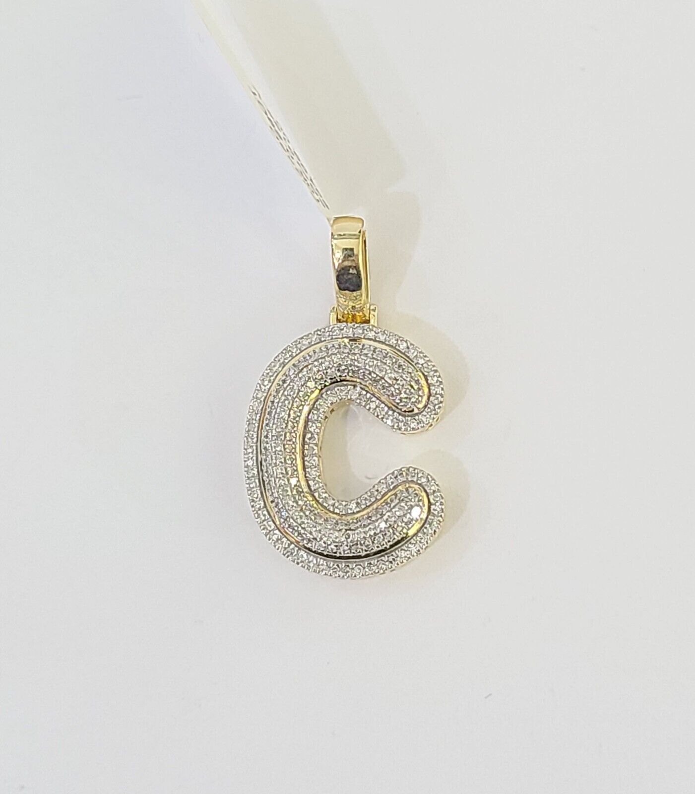 10k Yellow Gold Diamond Letter "C" Initial Alphabet Charm Pendant Real Genuine