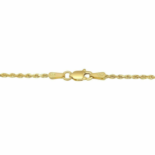 Solid 10k Yellow Gold Rope Chain 2.5mm-10mm Diamond Cut Pendant Necklace 20"-30"