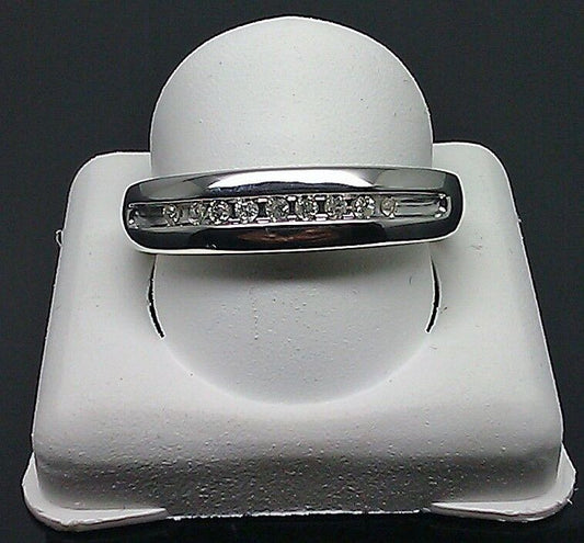 REAL 10k White Gold Wedding Anniversary Band Ring Real Diamond Men SIZE 10