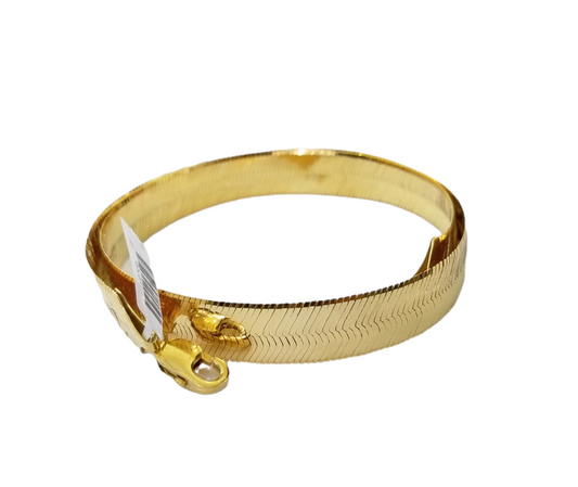 Real 10K Yellow Gold Herring Bone Chain 14mm Necklace 22" Inch Lobster lock