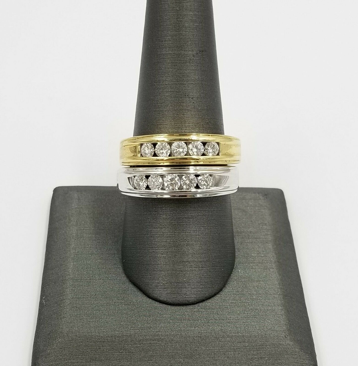 14k Yellow/White Gold Band Weeding Diamond Rings 0.50 CT Men's Band Ring, REAL