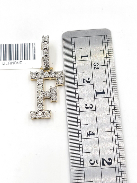 Real 10k Gold & Diamond Letter "E" Initial Alphabet Charm/Pendant 1.25".