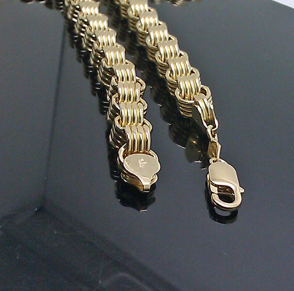 10k Yellow Gold Byzantine Chain Men Box Necklace 8mm 24 Inch