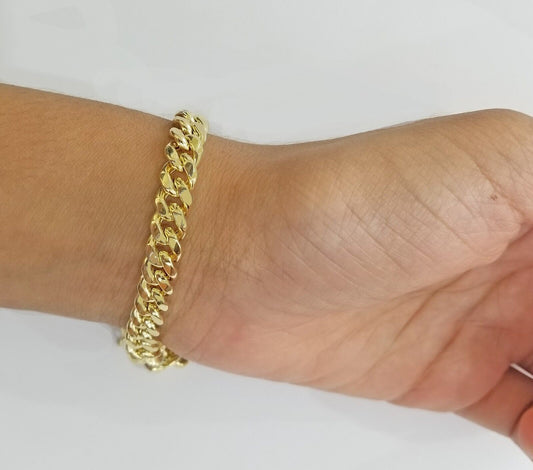 Real 14K Yellow Gold Bracelet Miami Cuban 8" Inch 7mm 14kt Gold Pura Oro