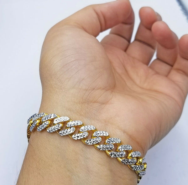 10K Yellow Gold Monaco Chain Bracelet 8mm Diamond Cut 8.5  Long, 10kt –  Globalwatches10