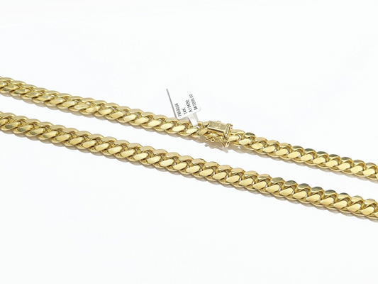 14K Yellow Solid Gold 8mm Men Box Lock Chain 26" Miami Cuban