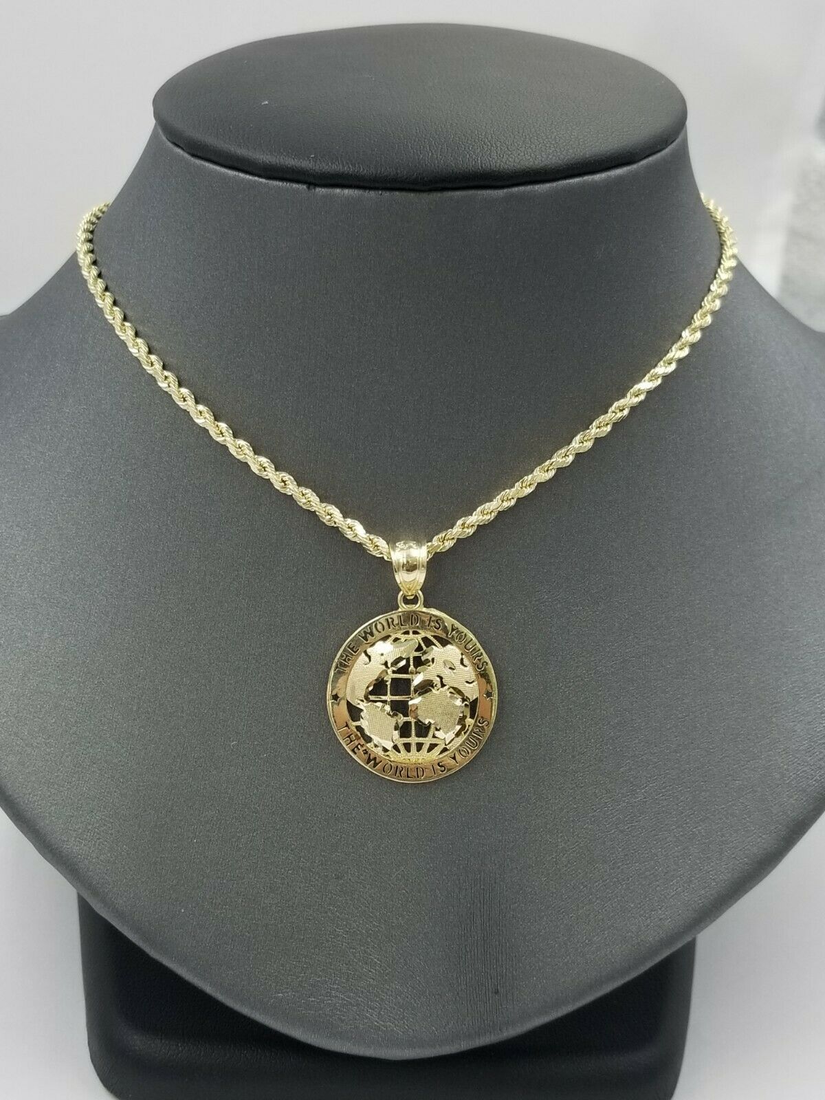 10K Yellow Gold Rope Chain & Charm Pendant – 2.5mm, Diamond Cut – 18–26 Inch – Men’s – Made In Italy