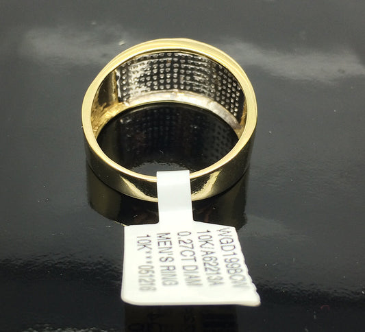 Mens 10K Yellow Gold Men Band Ring Wedding Engagement Size 10 Genuine 1/4CT Dim