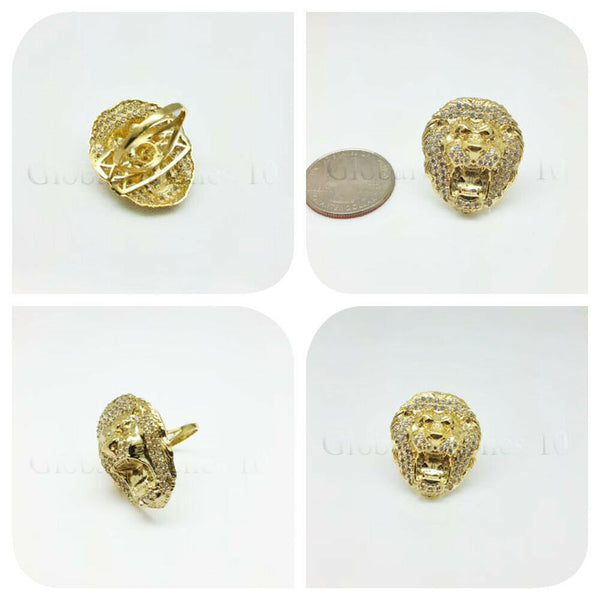 Real Gold Lion Head Mens Ring SOLID 10k Yellow Gold Band ,Pinky , Casual,  Unique