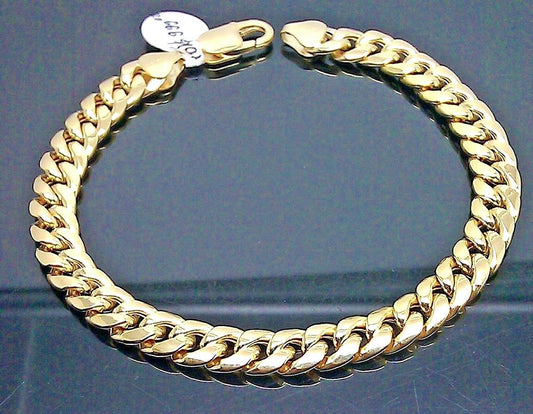 10K Yellow Gold Miami Cuban Bracelet 6mm 9" inch Men BOX or Lobster Lock