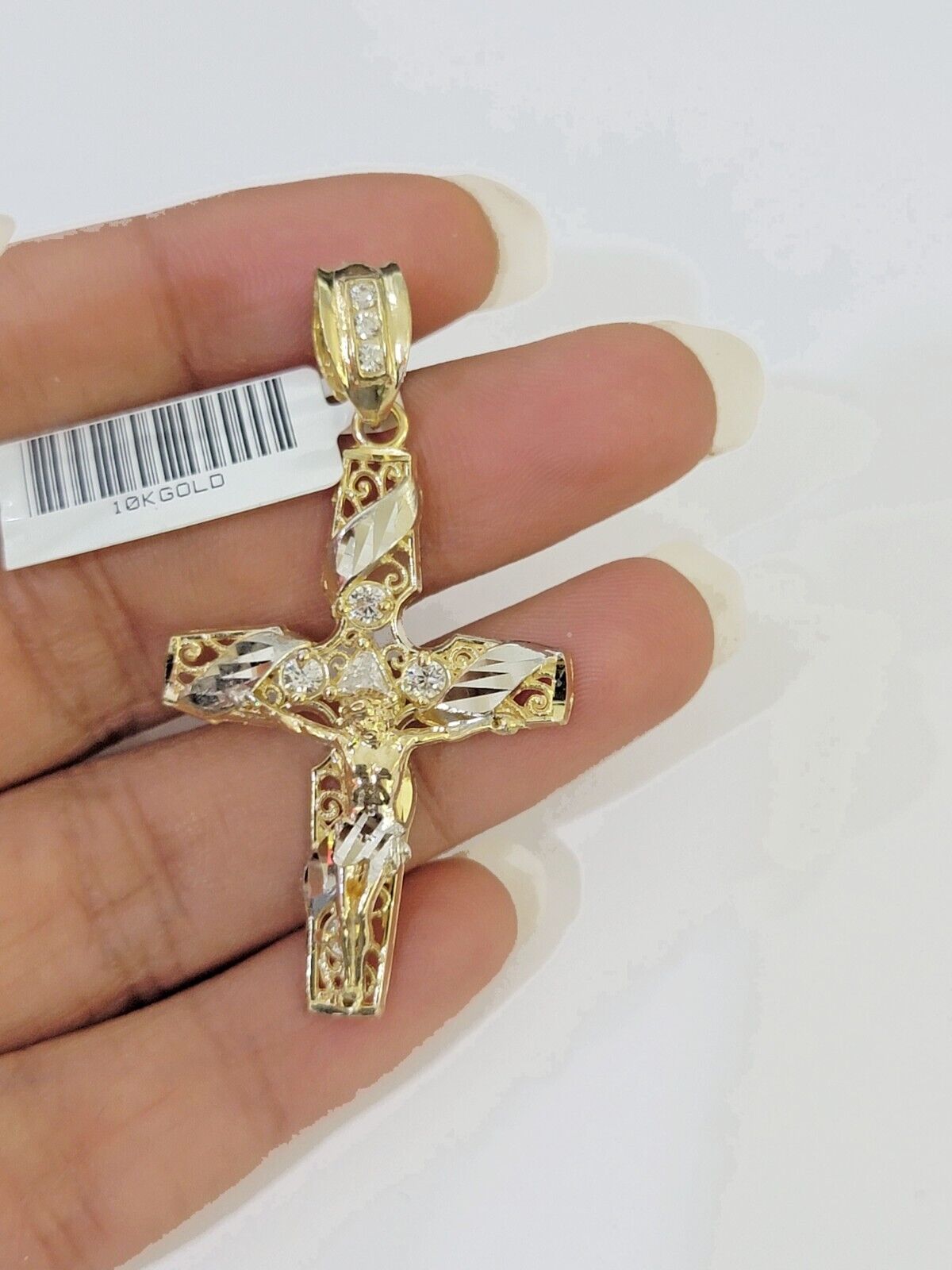 10k Yellow Gold Hollow Crusifix fashion Charm