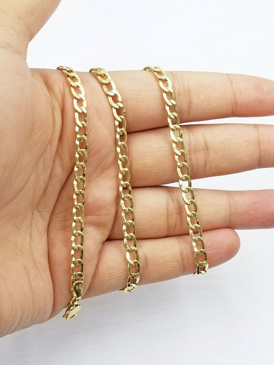 10K Yellow Gold Cuban Curb Link chain 5mm Necklace 18"-26" Real