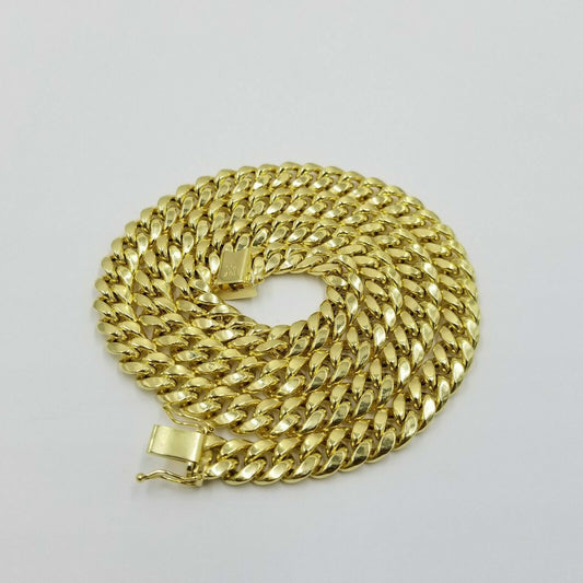 Real 10K Yellow Gold Miami Cuban Link Chain 8mm 20 inch Strong Mens Chain