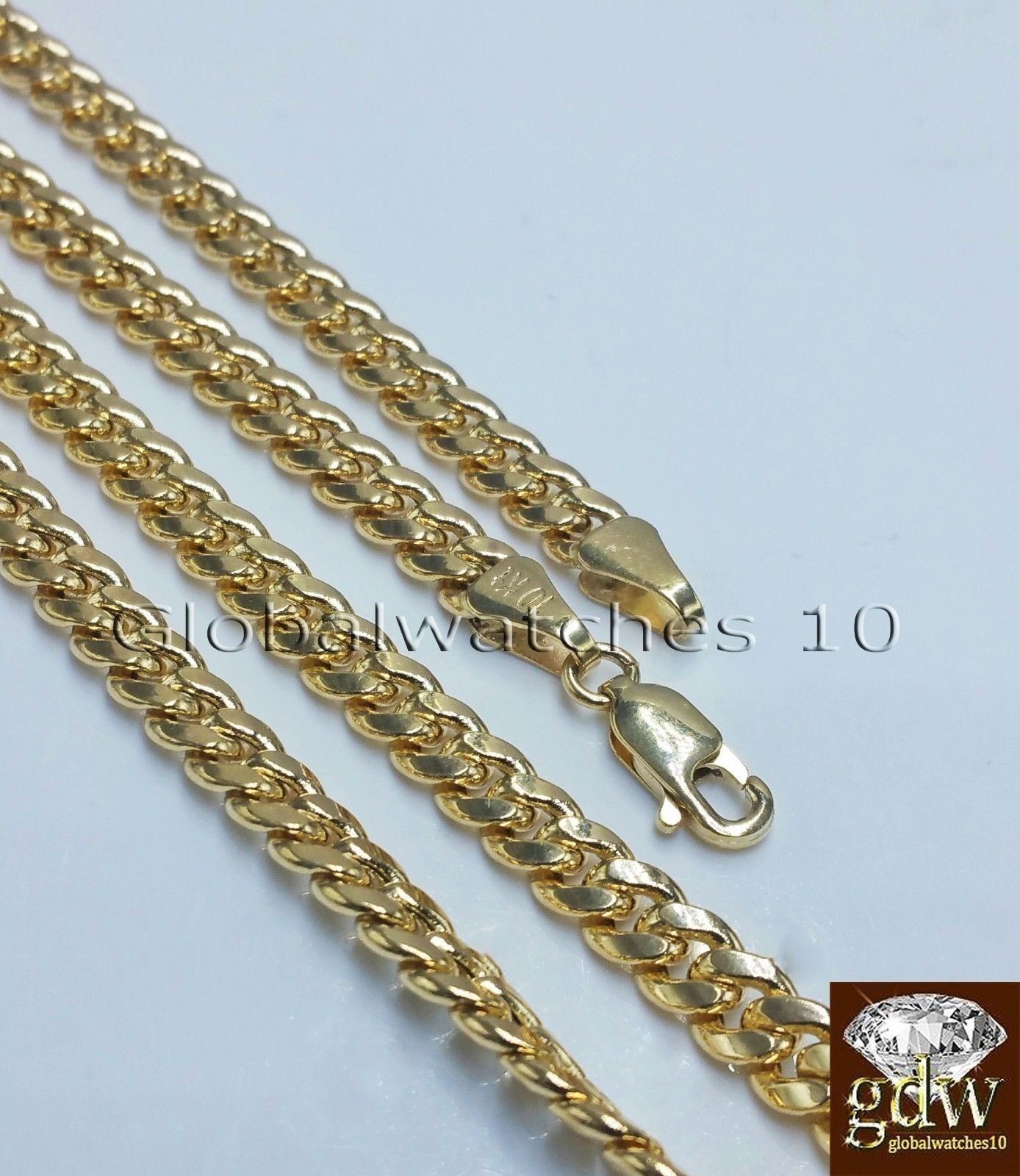 Real 10k Yellow Gold Head Charm Miami Cuban 18" Chain Necklace