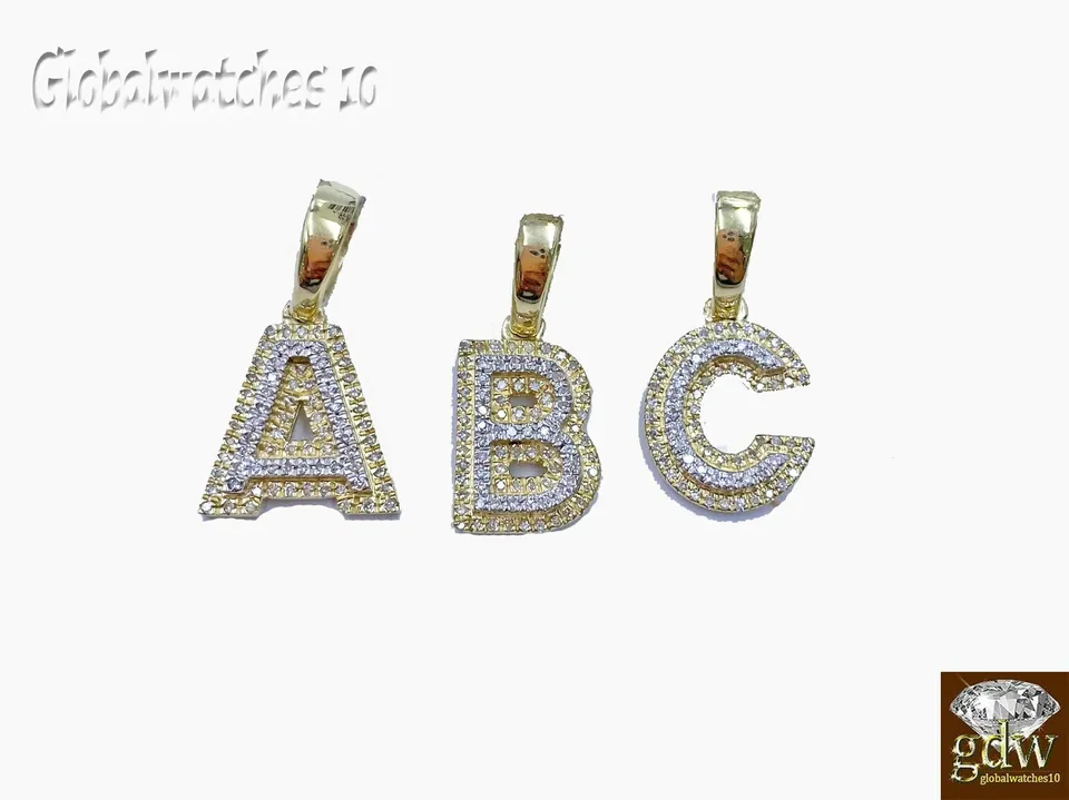Real 10k Gold Diamond Letter "C" Initial Alphabet Charm Pendant