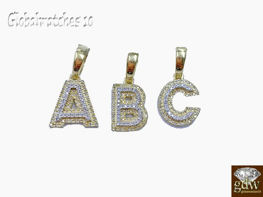 Real 10k Gold Diamond Letter "C" Initial Alphabet Charm Pendant