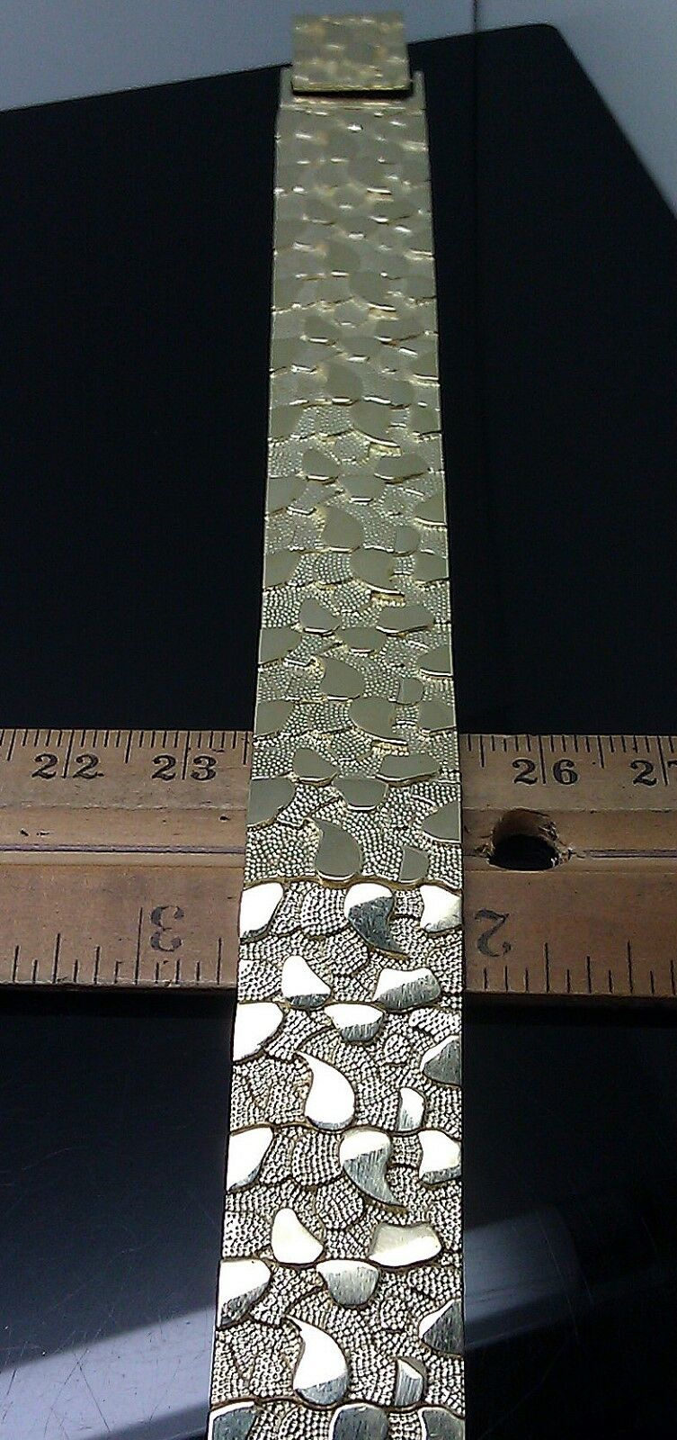 Real 10k Yellow Gold Nugget Bracelet Men Women 17mm 9 Inch