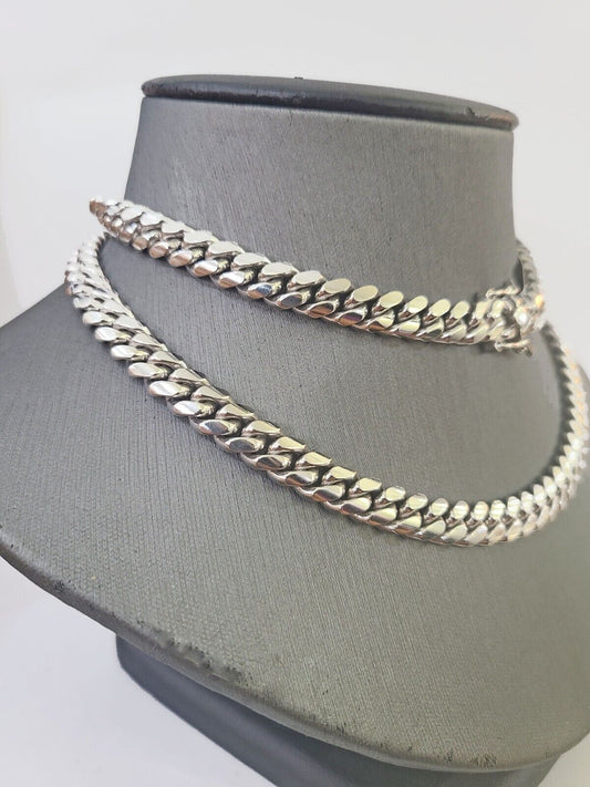 Real 10k White Gold Miami Cuban Link Necklace Chain 8mm 26" Box lock 10kt