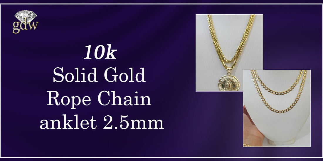 10k Solid Gold Rope Chain anklet 2.5mm