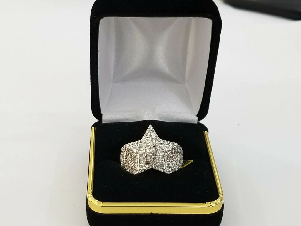 a beautiful diamond pinky ring for men in soft velvet case