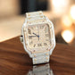 Cartier Santos Men's 40mm S.Steel Watch Roman Iced Out 12ct Diamonds (pre-owned)