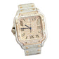 Cartier Santos Men's 40mm S.Steel Watch Roman Iced Out 12ct Diamonds (pre-owned)