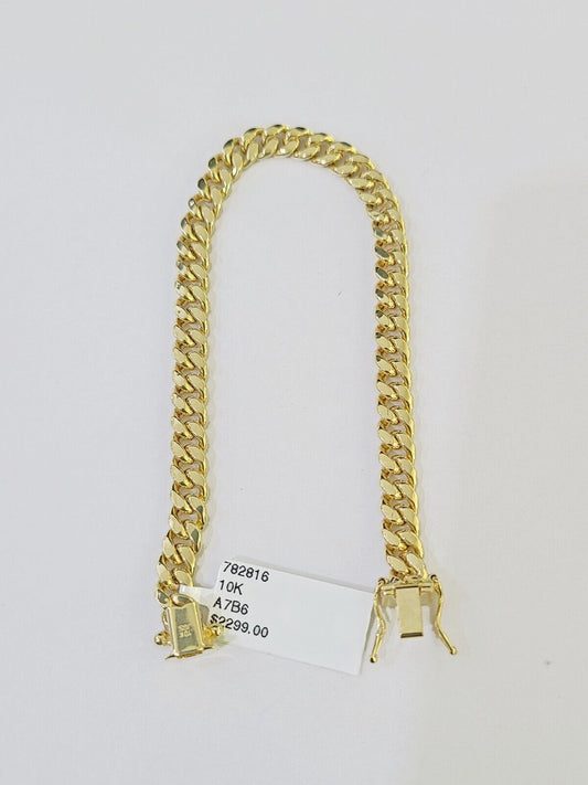 Real 10k Gold Miami Cuban link Bracelet 6mm 7" 7.5" 8" 8.5" 9" 10kt Yellow Gold