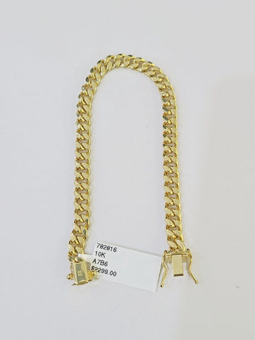 Real 10k Gold Miami Cuban link Bracelet 6mm 7" 7.5" 8" 8.5" 9" 10kt Yellow Gold