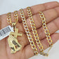 10k Gold Chain Praying Hand Charm Solid Cuban Curb 5mm 18"-28" Inch SET Necklace