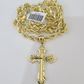 Real 10k Rope Chain Jesus Cross Charm Necklace Pendant Set 4mm 18"-28" Gold