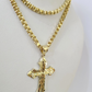 10k Gold Byzantine Necklace Jesus Cross Charm 20-30 inch 3mm Pendant SET