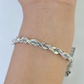 Real 10K Rope Bracelet White Gold Solid 5mm 8.5Inch Lobster Lock Unisex Genuine