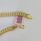 14K Gold Flat Byzantine Link Princesa Bracelet 7mm 7" inch Real Yellow 14Kt