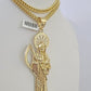 10K Franco Chain Saint Reaper Pendant Charm Necklace 20"-26" 5mm Gold SET Yellow