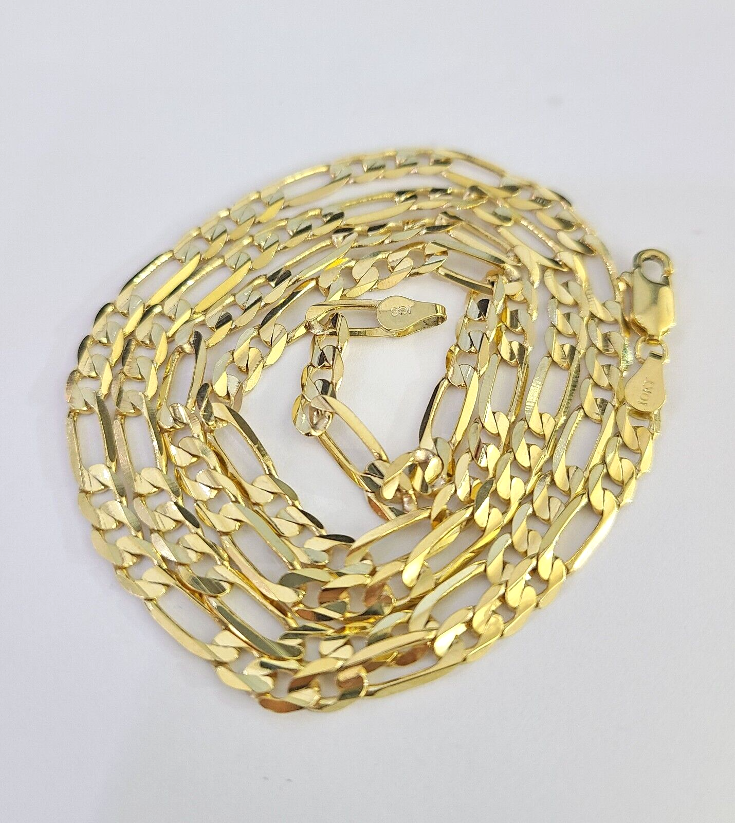 10K Solid Figaro Link Chain Necklace Yellow Gold 4.5mm 20" 22" 24" 10kt