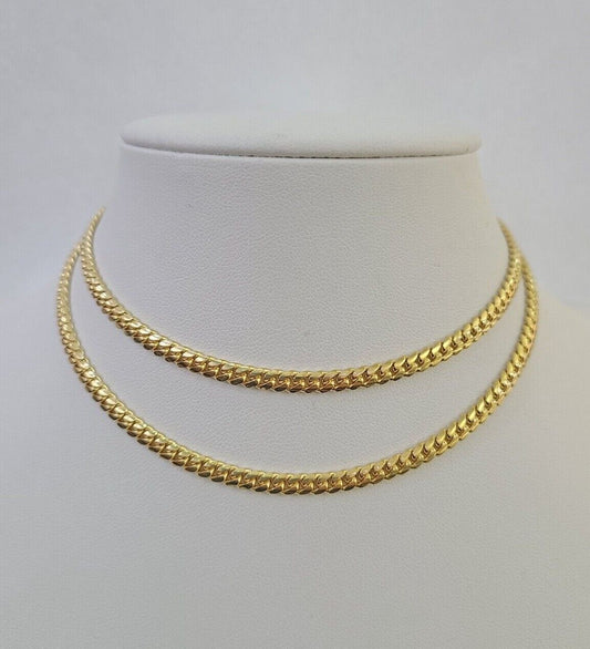 18k Solid Miami Cuban Chain Yellow Gold 4mm 24" Inch Genuine Necklace Real