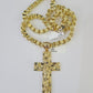 10k Gold Byzantine Necklace Jesus Cross Charm 20-30 inches 6mm SET Chain Pendant